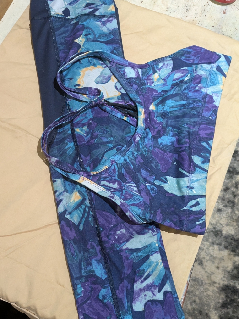 Champion Purple and Blue Floral Active Leggings & Sports Bra Set